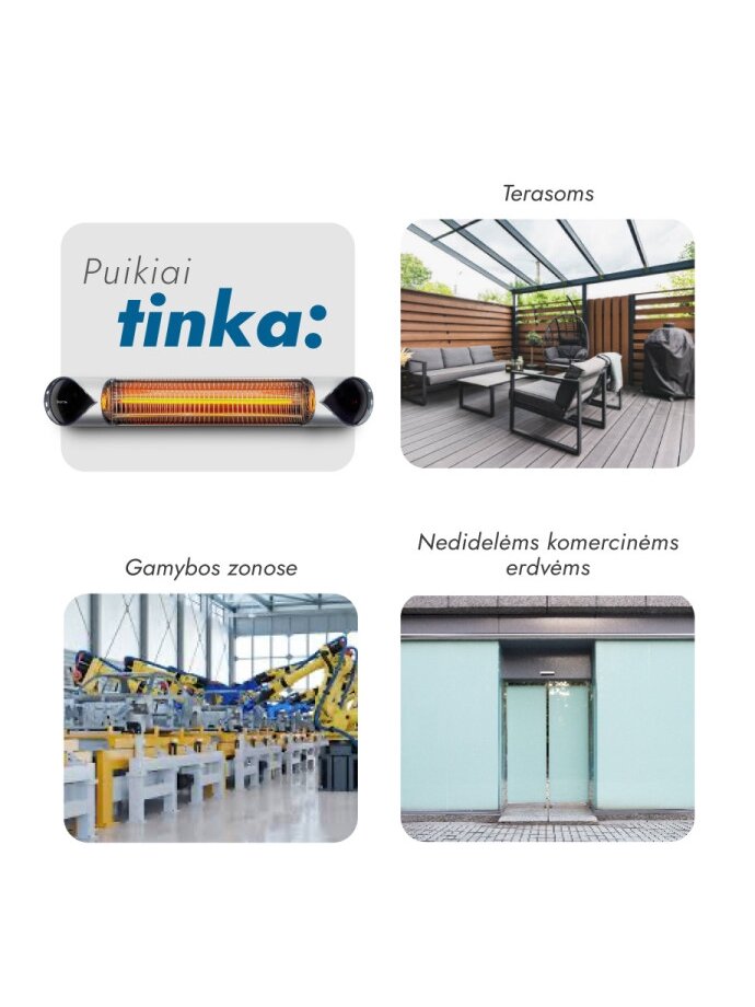 Pastatomas Infraraudonųjų spindulių šildytuvas Heatum H2000R CORE SILVER su trikoju stovu 4 Pastatomas Infraraudonųjų spindulių šildytuvas Heatum H2000R CORE SILVER su trikoju stovu 4