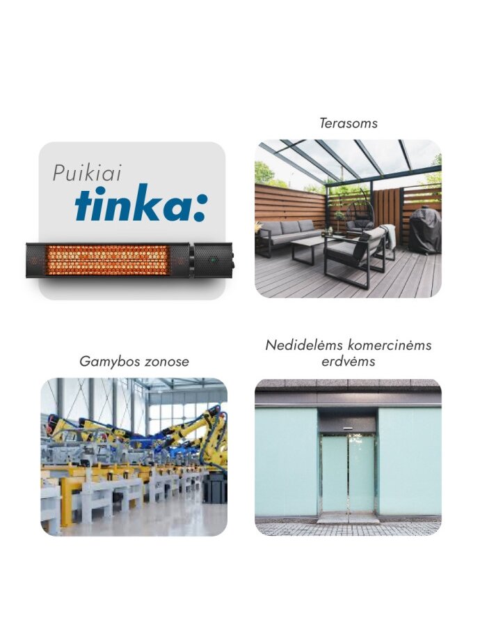Pastatomas Infraraudonųjų spindulių šildytuvas Heatum H2000R URBAN Black su trikoju stovu 3 Pastatomas Infraraudonųjų spindulių šildytuvas Heatum H2000R URBAN Black su trikoju stovu 3