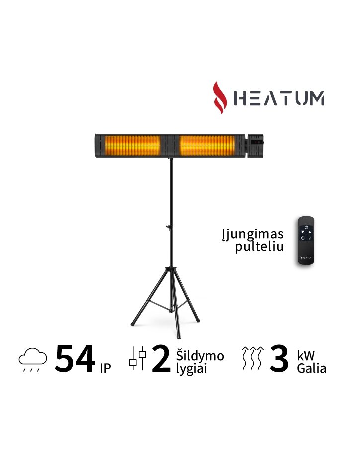 Pastatomas Infraraudonųjų spindulių šildytuvas Heatum H3000R EMPIRE su trikoju stovu 1 Pastatomas Infraraudonųjų spindulių šildytuvas Heatum H3000R EMPIRE su trikoju stovu 1