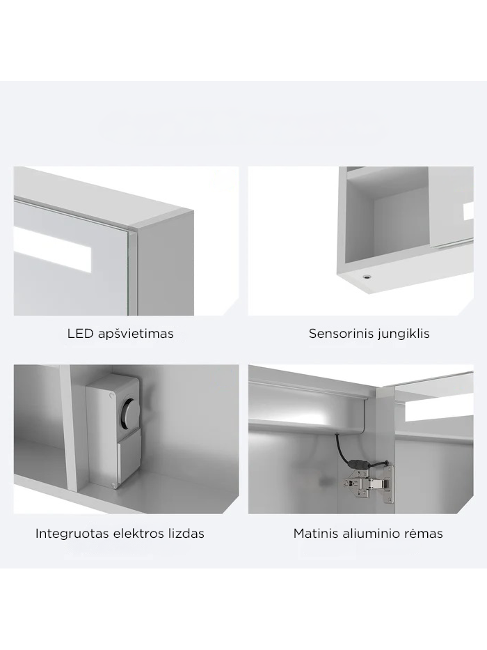 Pakabinama veidrodinė spintelė AQUABATOS Nimes LMC0476R 70x60 5 Pakabinama veidrodinė spintelė AQUABATOS Nimes LMC0476R 70x60 5