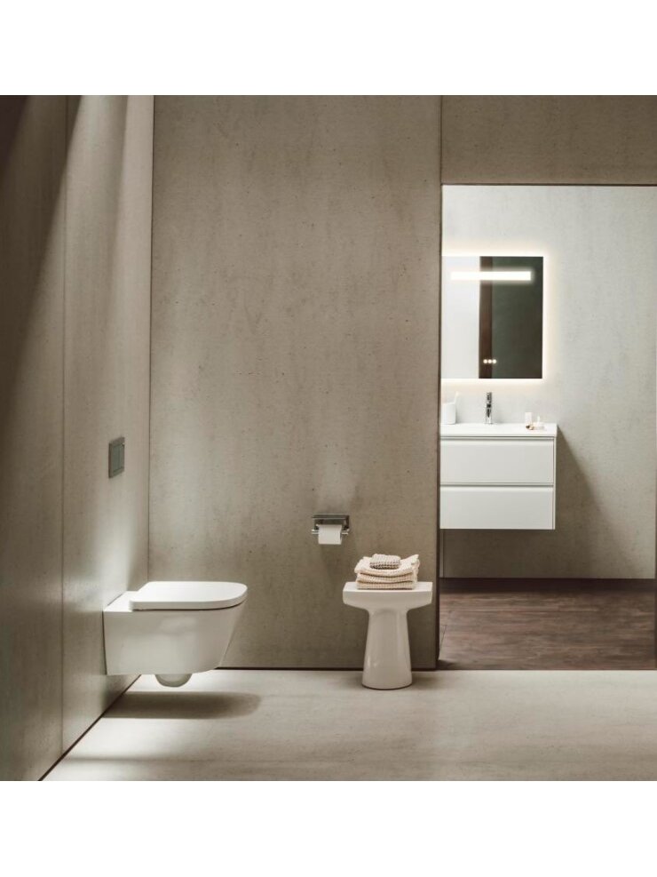 Pakabinamas unitazas, MEDA 54x36, tylus sūkurinis nuplovimas (Silent flush), be apvado (Rimless), be dangčio, balta spal 2
