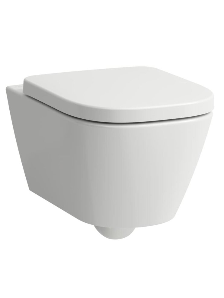 Pakabinamas unitazas, MEDA 54x36, tylus sūkurinis nuplovimas (Silent flush), be apvado (Rimless), be dangčio, balta spal