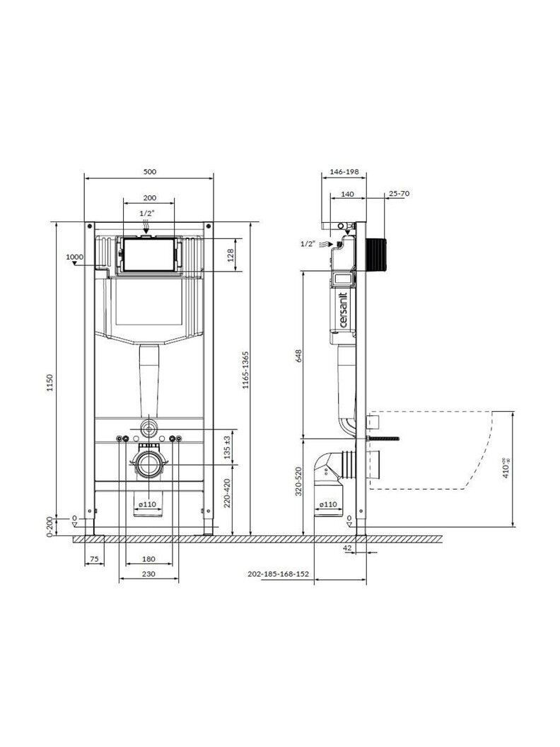 Pakabinamojo unitazo komplektas Cersanit S701-759, 20x50 cm 1