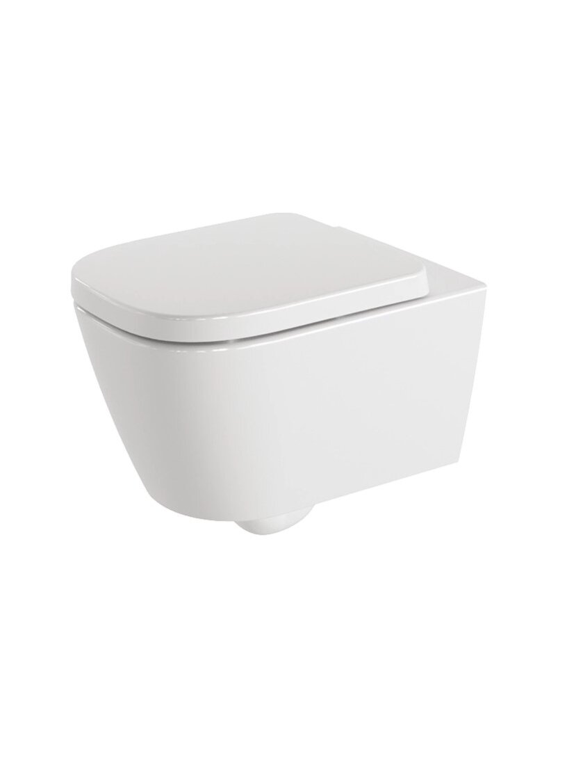 Pakabinamas unitazas, MEDA 54x36, tylus sūkurinis nuplovimas (Silent flush), be apvado (Rimless), be dangčio, balta spal 1