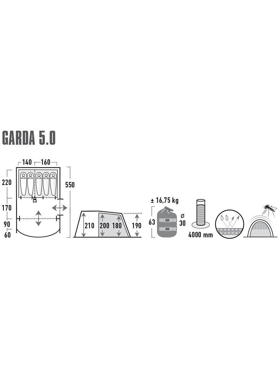 Palapinė High Peak Garda 5.0 Pilkai Žalia 11823 9