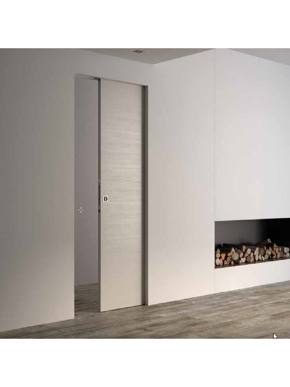 Paslėptų stumdomų durų be  apvadų sistemos komplektas OPEN BOX FIT gipso sienai 2100x800x100  (gipso profilis 75mm pločio)