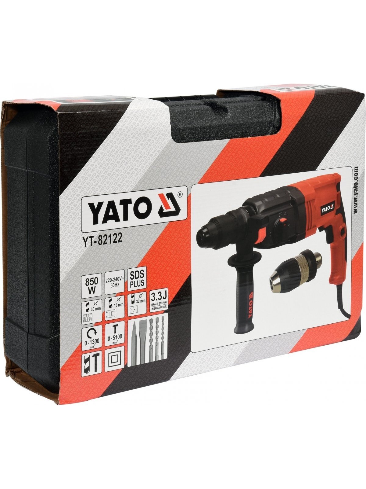 Perforatorius 850W SDS PLUS su keičiama galvute13mm Yato 1 Perforatorius 850W SDS PLUS su keičiama galvute13mm Yato 1
