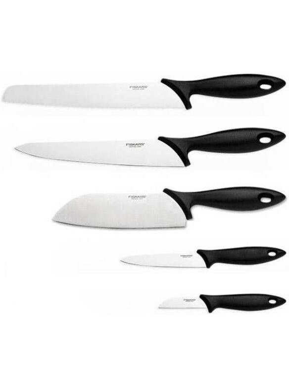Peilių komplektas su stovu Fiskars Essential, 5 vnt 1