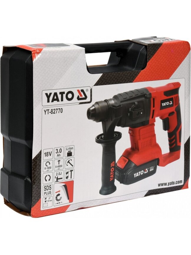 Perforatorius akumuliatorinis 18V 3.0Ah SDS+ Yato | 1850 aps/min, 4800 smūg/min 4 Perforatorius akumuliatorinis 18V 3.0Ah SDS+ Yato | 1850 aps/min, 4800 smūg/min 4