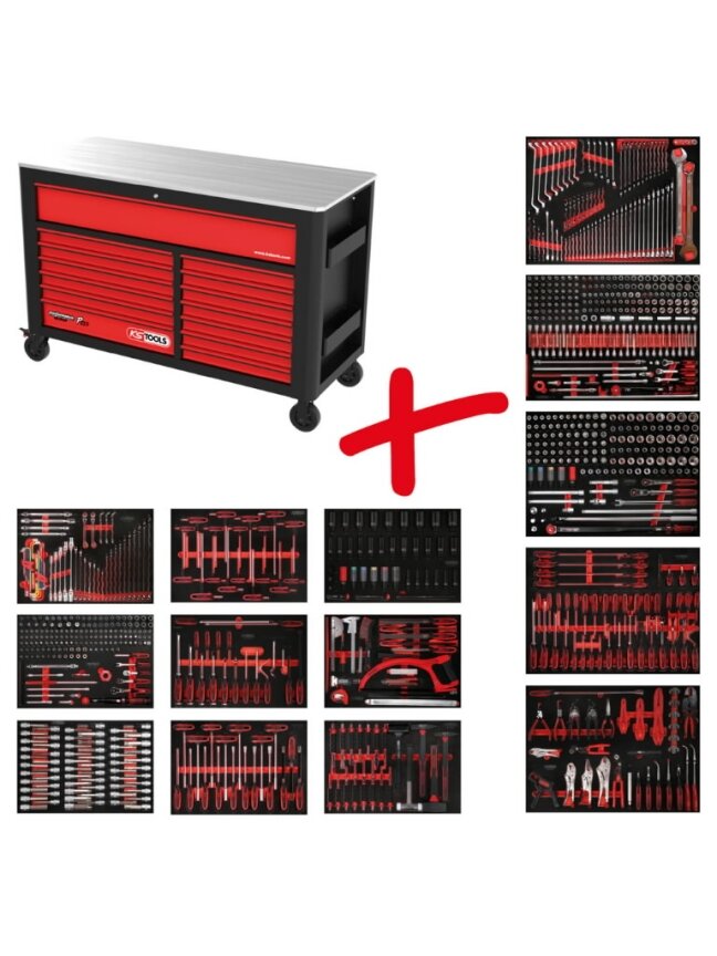 Performanceplus workshop tool trolley set P45 with 950 tools, KS Tools 1