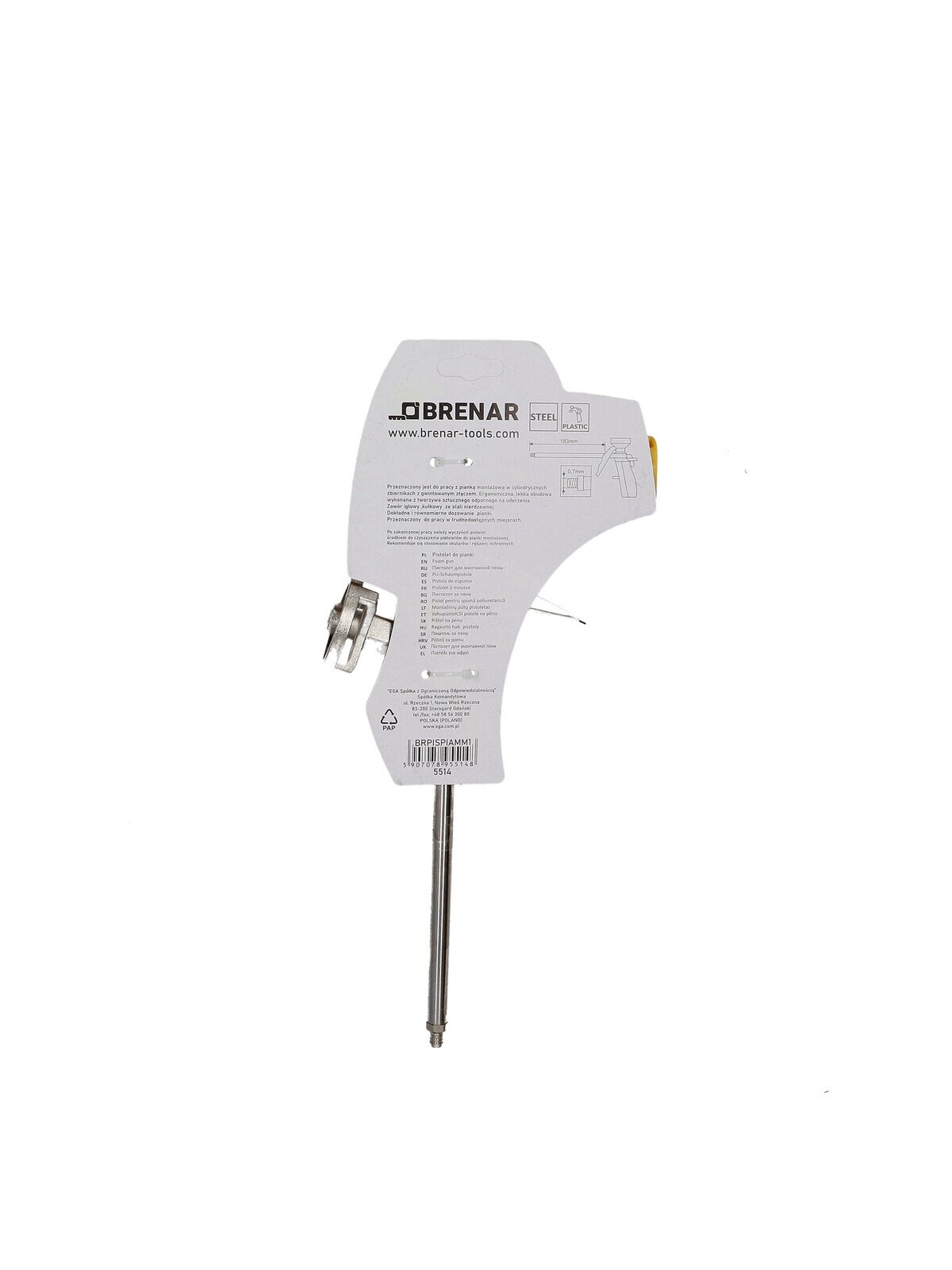 Pistoletas montažinėms putoms metalinis BRENAR (B298-02) 1