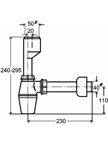 Pisuaro sifonas butelinis 50 x 40 mm 1
