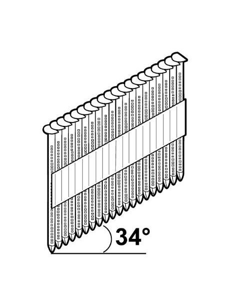Pistoletinės vinys, 34°, 3,1 x 90 mm, blizgios, C1, 1200 vnt 1 Pistoletinės vinys, 34°, 3,1 x 90 mm, blizgios, C1, 1200 vnt 1
