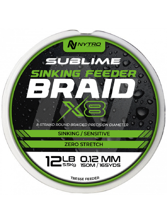 Pintas Valas NYTRO SUBLIME X8 SINKING FEEDER BRAID 0.12mm 150m Pintas Valas NYTRO SUBLIME X8 SINKING FEEDER BRAID 0.12mm 150m