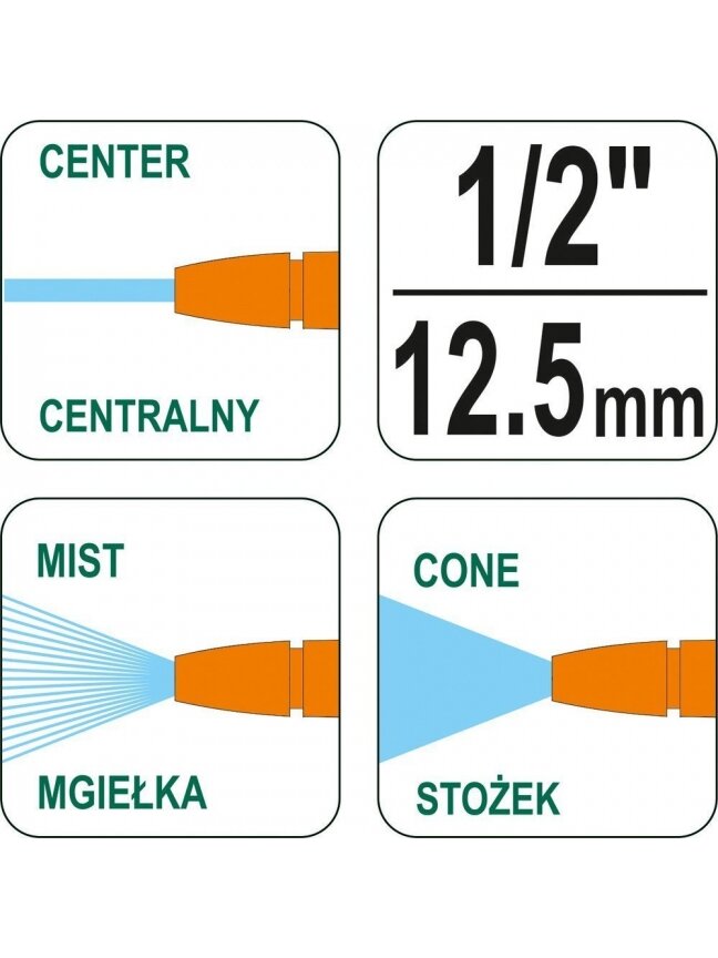 Pistoletas-antgalis purškimui , 3 padėtys Flo | 1/2" 2 Pistoletas-antgalis purškimui , 3 padėtys Flo | 1/2" 2