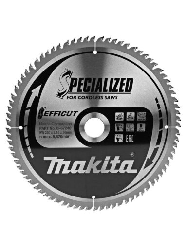 Pjovimo diskas Makita Efficut, 260 mm x 30 mm