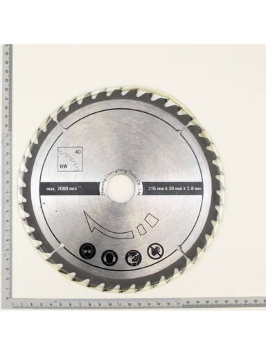 Pjovimo diskas medžiui HM ¨216/30mm Z40, Scheppach