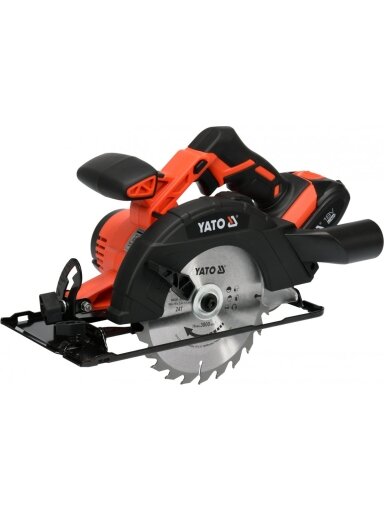 Pjūklas diskinis akumuliatorinis 18V Li-ion Yato | 165mm, 2,0Ah, 3800RPM