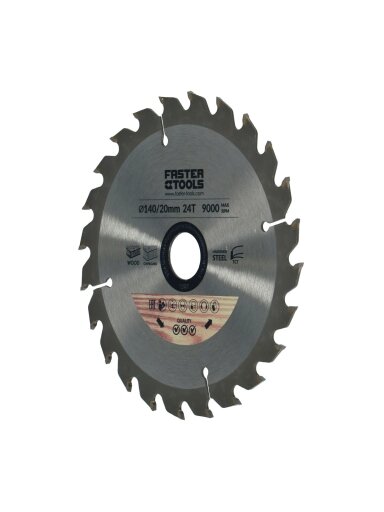 Pjūklas medžiui diskinis karbido 140x20 T24 FASTER TOOLS