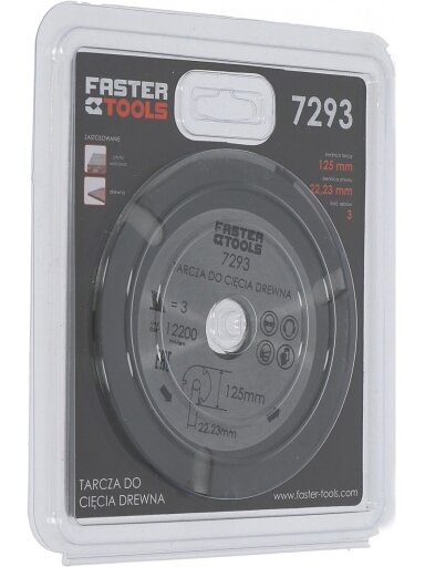 Pjūklas medžiui diskinis TCT, mangano Faster Tools | 125x22,2mm, 3 dant.