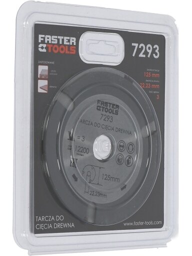 Pjūklas medžiui diskinis TCT, mangano Faster Tools | 125x22,2mm, 3 dant.