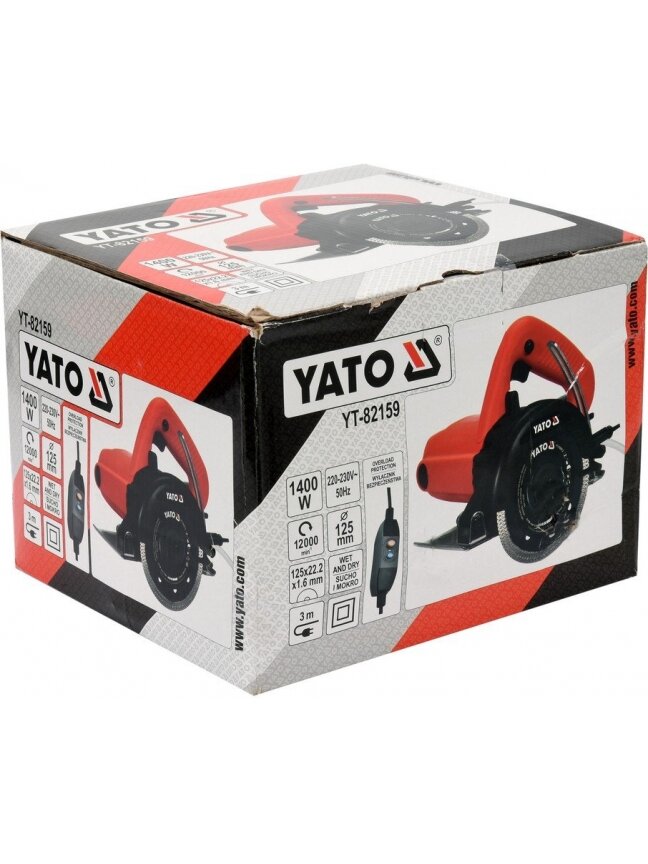 Pjūklas diskinis akmens, betono, plytelių pjovimui 125mm 1400W Yato 3 Pjūklas diskinis akmens, betono, plytelių pjovimui 125mm 1400W Yato 3