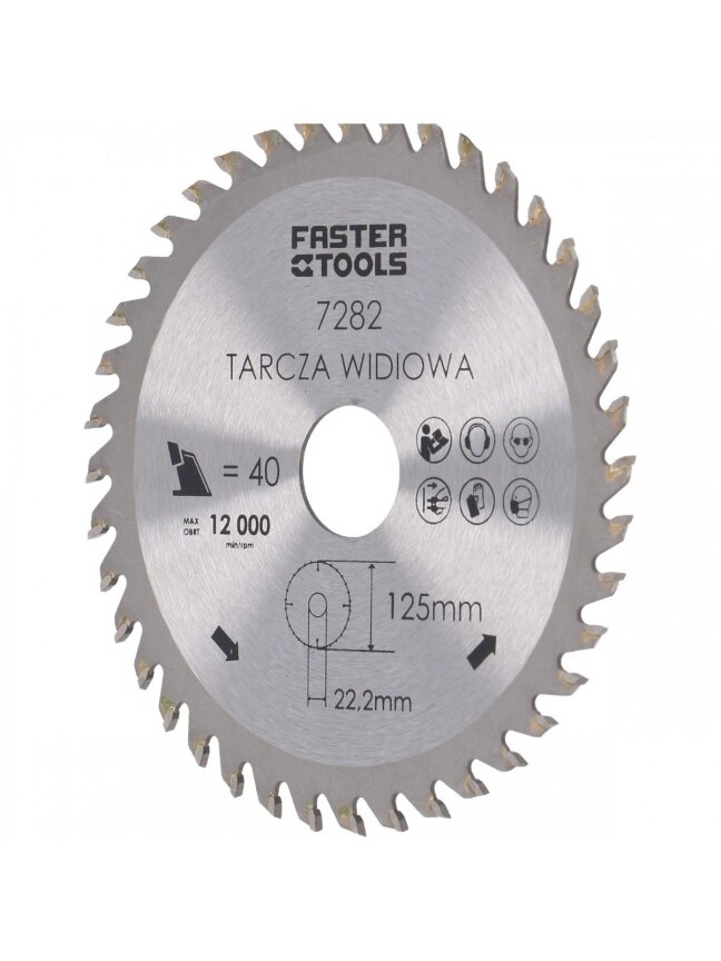 Pjūklas medžiui diskinis TCT Faster Tools | 125x22,2mm, 40 dant. 1