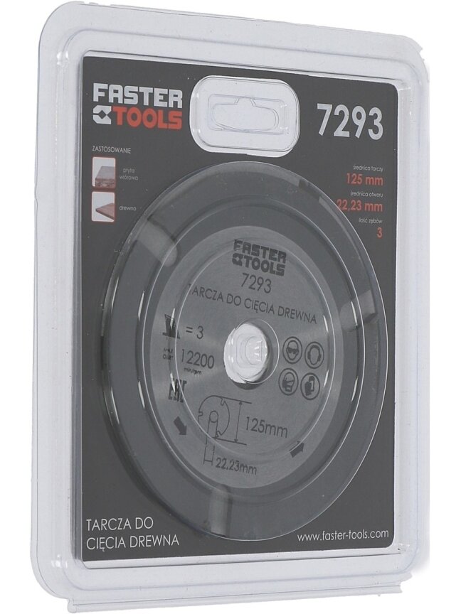 Pjūklas medžiui diskinis TCT, mangano Faster Tools | 125x22,2mm, 3 dant. 2