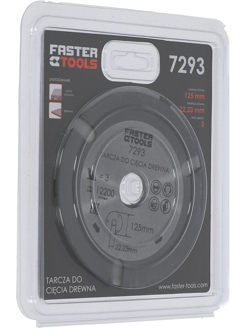 Pjūklas medžiui diskinis TCT, mangano Faster Tools | 125x22,2mm, 3 dant. 2 Pjūklas medžiui diskinis TCT, mangano Faster Tools | 125x22,2mm, 3 dant. 2