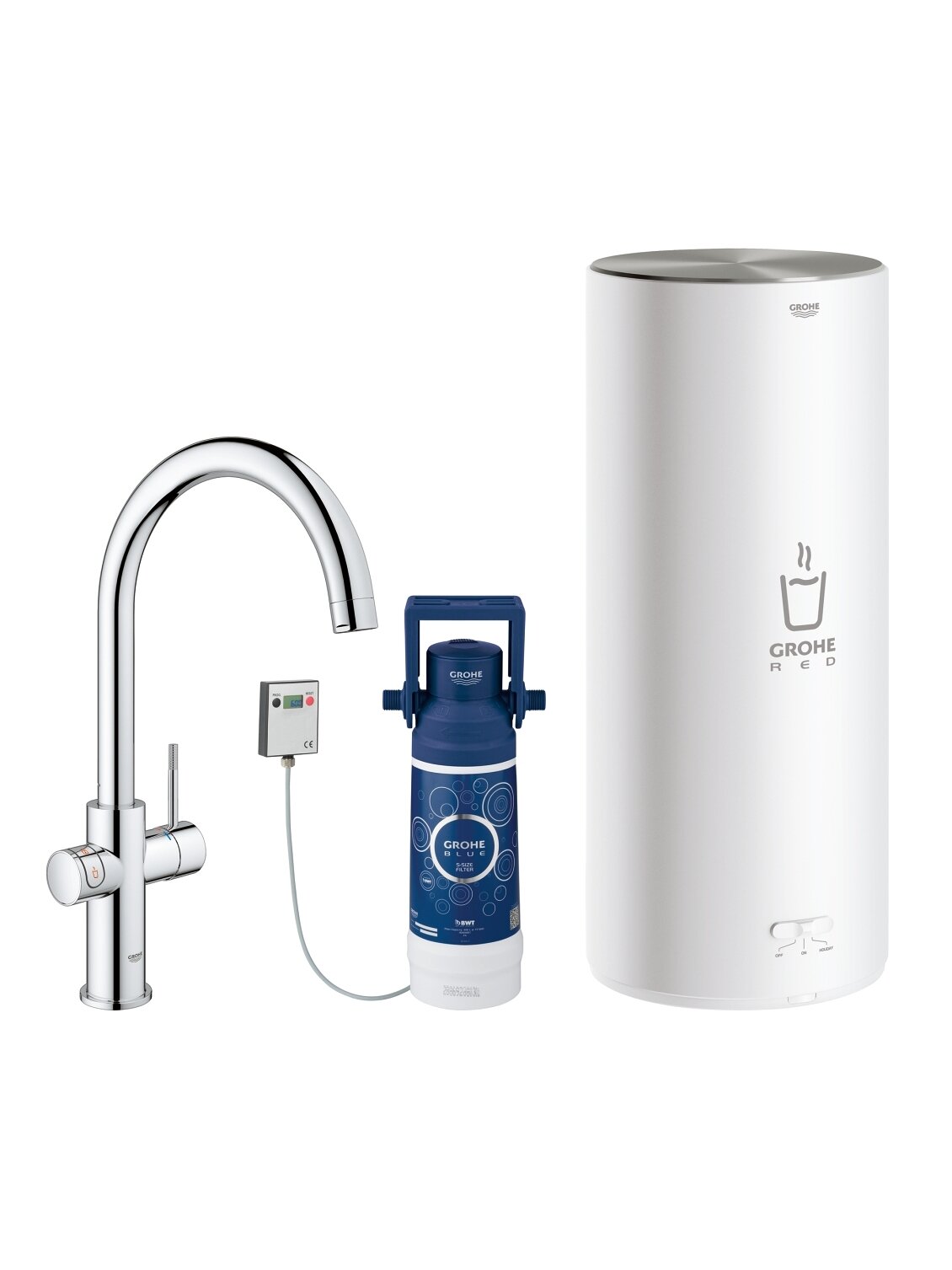 Plautuvės maišytuvas GROHE Red Duo su L dydžio boileriu, C-snapas, chromas 1 Plautuvės maišytuvas GROHE Red Duo su L dydžio boileriu, C-snapas, chromas 1