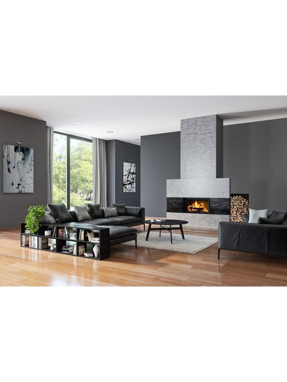 Plieninis židinio ugniakuras Romotop KV HEAT H3LF06 88.50.06, juoda pakura IGN, pakeliamomis durimis 2 Plieninis židinio ugniakuras Romotop KV HEAT H3LF06 88.50.06, juoda pakura IGN, pakeliamomis durimis 2