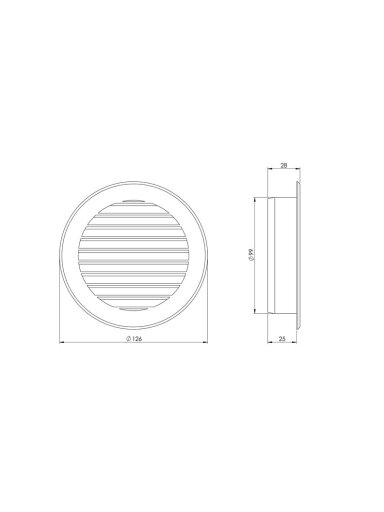 Plast. ventiliacijos grotelės EUROPLAST VR100P, D100, pilkos