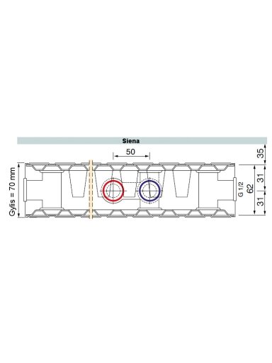 Plieninis radiatorius GALANT CENTARA 21C-9-0800, centrinis prijungimas