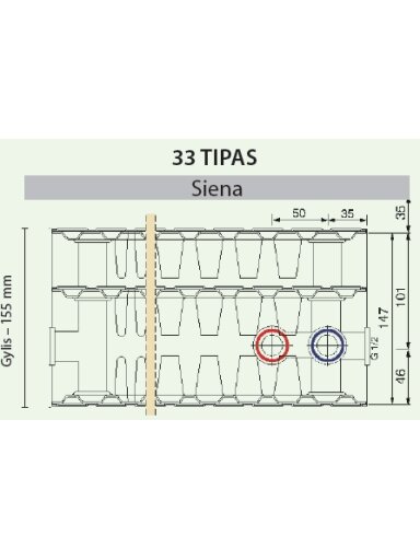 Plieninis radiatorius GALANT UNI 33UNI-6-1000, universalus prijungimas