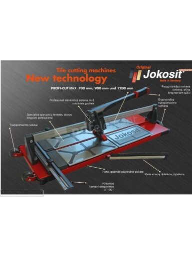 Plytelių pjaustymo staklės JOKOSIT PROFI CUT MAX (1200 mm) Plytelių pjaustymo staklės JOKOSIT PROFI CUT MAX (1200 mm)