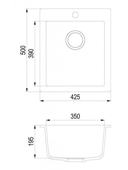Plautuvė Simplex SQS100-110AW akmens masė 42,5x50x19,5cm 2 Plautuvė Simplex SQS100-110AW akmens masė 42,5x50x19,5cm 2