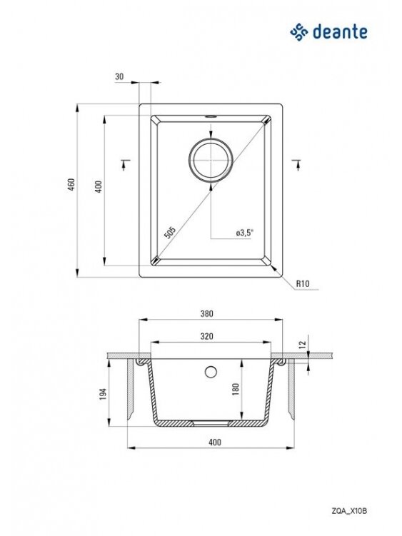 Plautuvė Deante Corda ZQA_N10B, granitas 1