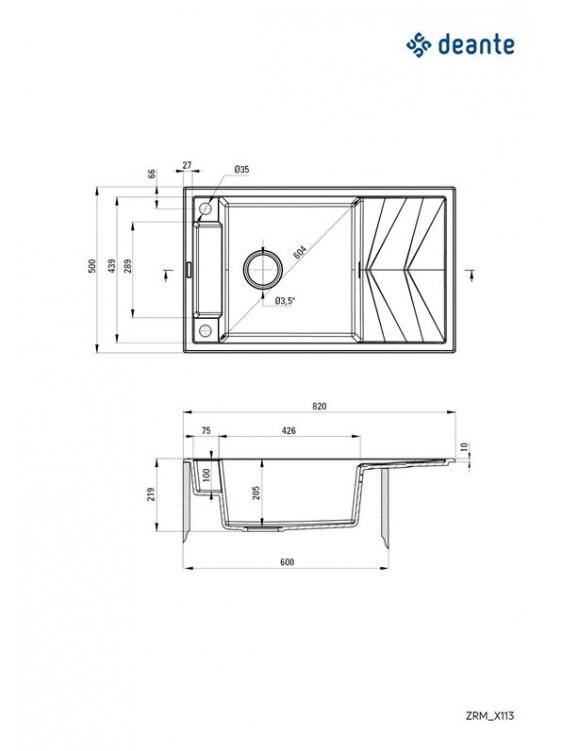 Plautuvė Deante Magnetic ZRM_N113, granitas 2
