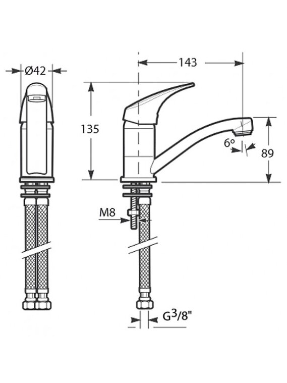 Plautuvės maišytuvas TALAS sukiojamu snapu 143 mm, chromas 1
