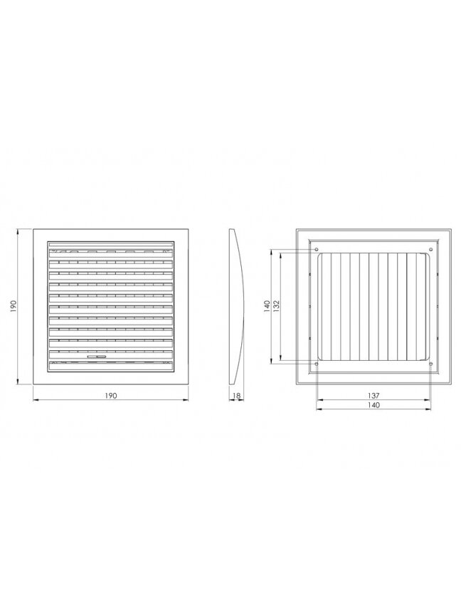 Plastikinės grotelės EUROPLAST N12R, 190 x 190 mm 1 Plastikinės grotelės EUROPLAST N12R, 190 x 190 mm 1