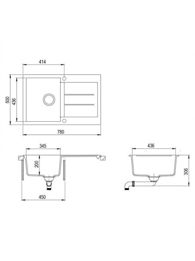 Plautuvė Aquasanita Tesa SQT101-202AW, 78x50x20 cm 1 Plautuvė Aquasanita Tesa SQT101-202AW, 78x50x20 cm 1