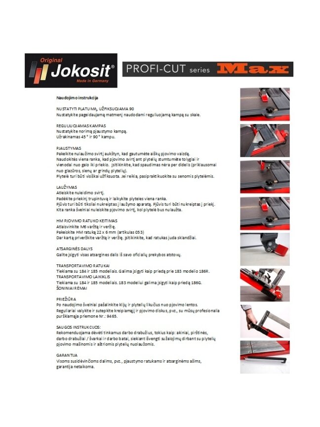 Plytelių pjaustymo staklės JOKOSIT PROFI CUT MAX (1200 mm) 4 Plytelių pjaustymo staklės JOKOSIT PROFI CUT MAX (1200 mm) 4