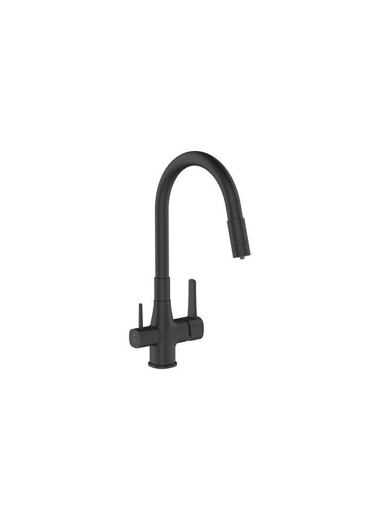 Plautuvės maišytuvas, BZ-02-F04-V, su vandes filtru, juodas Plautuvės maišytuvas, BZ-02-F04-V, su vandes filtru, juodas