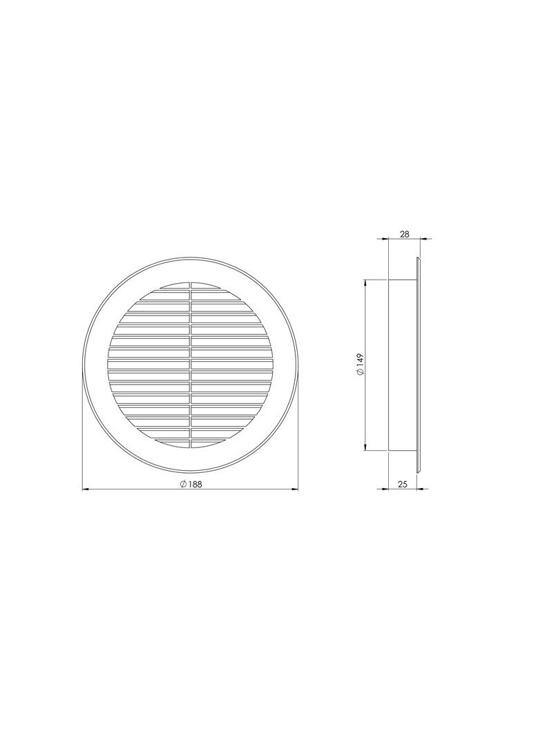 Plast. ventiliacijos grotelės EUROPLAST VR150, D150, baltos 1
