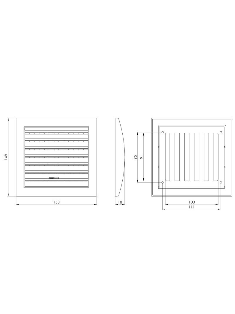 Plastikinės grotelės EUROPLAST N10RA, 148 x 153 mm 2 Plastikinės grotelės EUROPLAST N10RA, 148 x 153 mm 2
