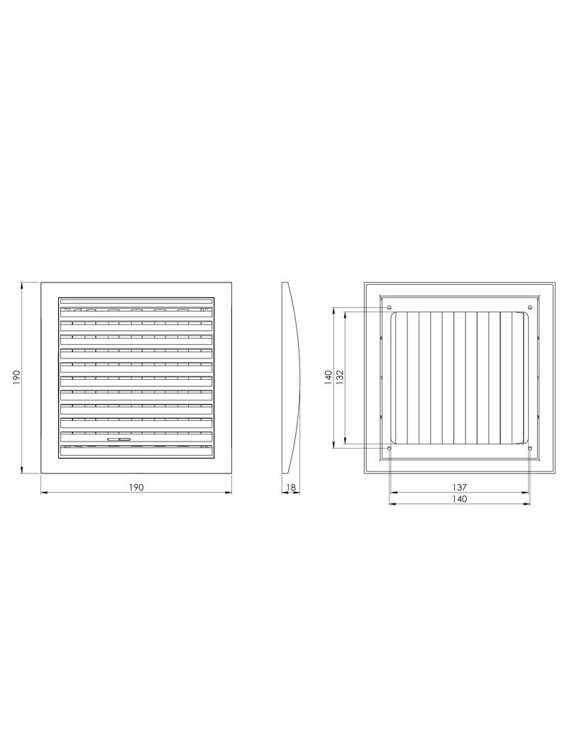 Plastikinės grotelės EUROPLAST N12R, 190 x 190 mm 1 Plastikinės grotelės EUROPLAST N12R, 190 x 190 mm 1
