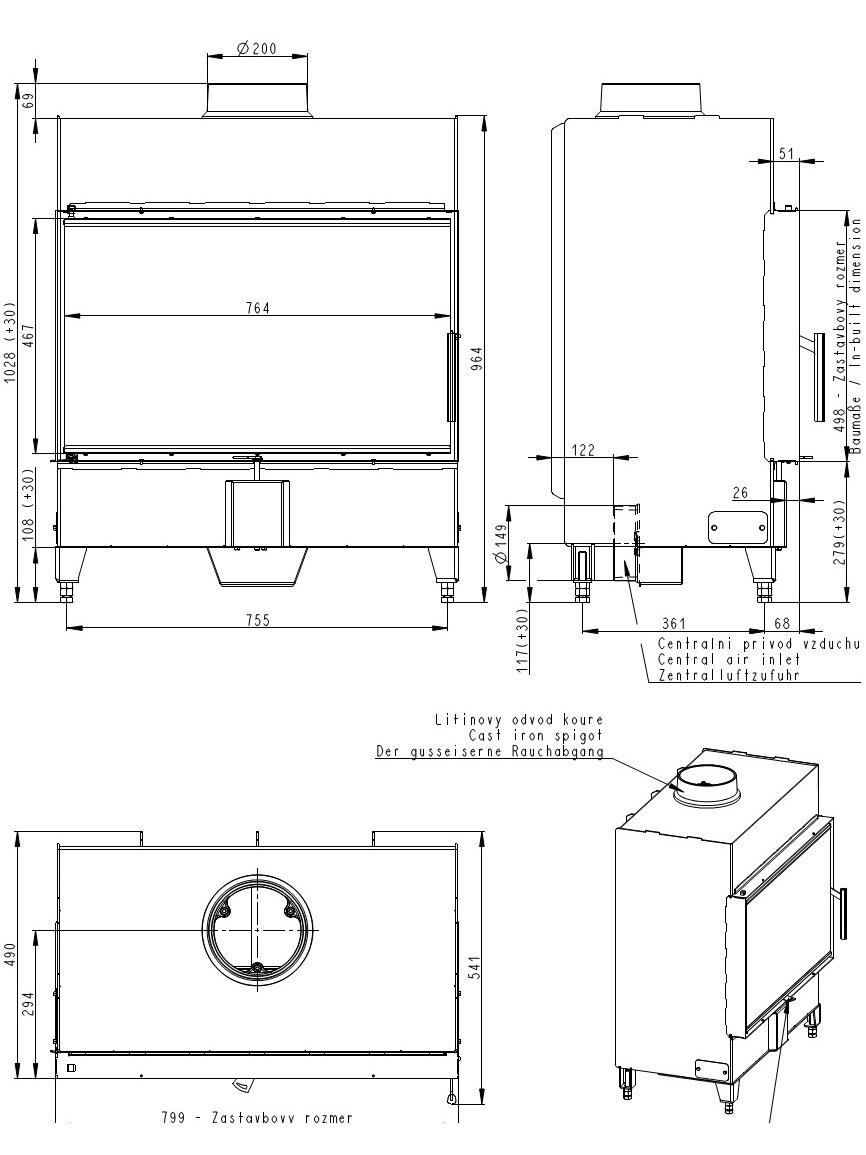 Plieninis židinio ugniakuras Romotop KV HEAT H2X 01 - 80.50 1 Plieninis židinio ugniakuras Romotop KV HEAT H2X 01 - 80.50 1