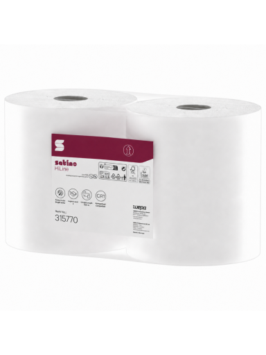Popierinių šluosčių ritinys Satino HiLine 2x525m CR1, Satino by WEPA