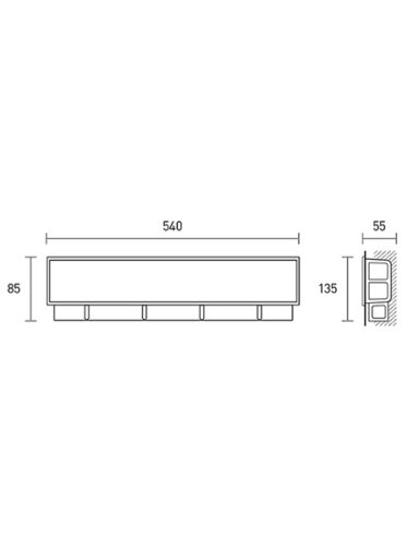 Potinkinė dėžutė 540x135x55 mm horizontalus išleidimas (pilna dėžė 15vnt.)