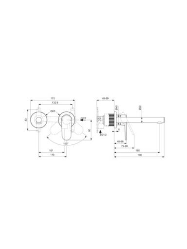 Potinkinis praustuvo maišytuvas Ideal Standard CeraLife O, 180 mm snapas, matinė juoda spalva